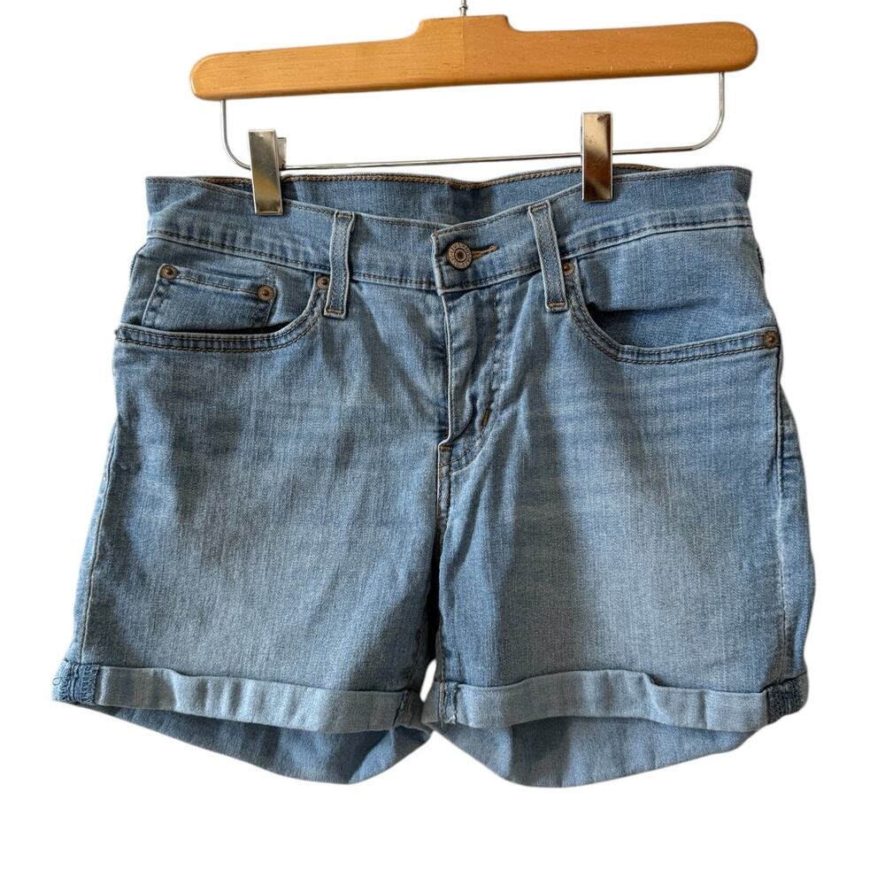 Levis Denim Jean Shorts Cuffed Hem Light Wash 27